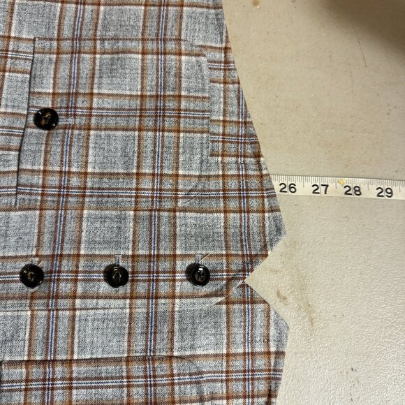 Murano Men’s Plaid Suit Vest – Size XL – Brown & Gray Checkered - Picture 9 of 10